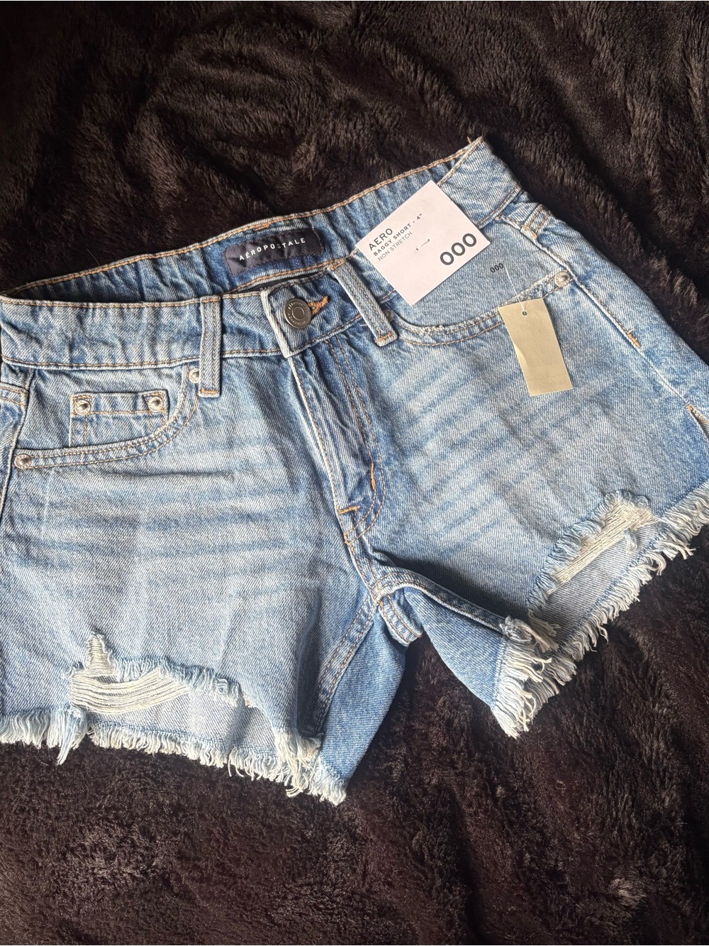Aero High-Rise Light Blue Distressed Denim Shorts